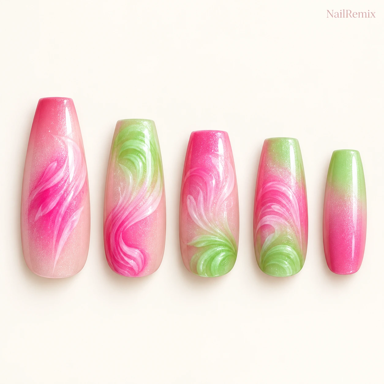 Pink · Blue & green · 3D accents