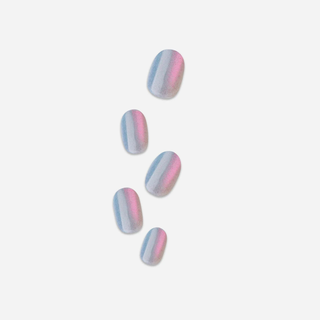 Pink · Blue · Gray nail art