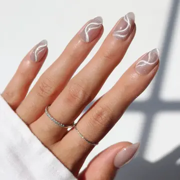 Nude · Cat eye · Hand-painted nail art