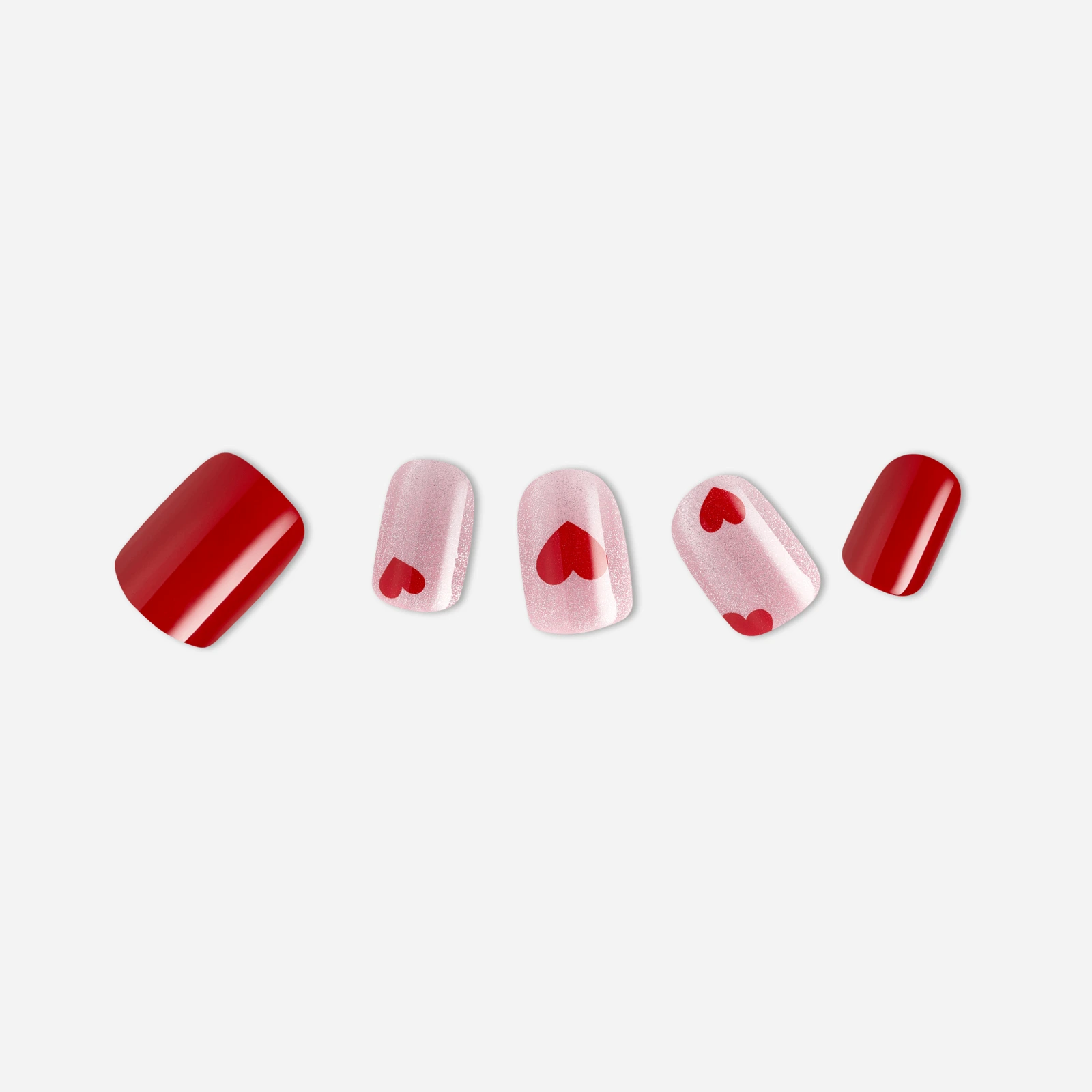 Pink · Red · Hand-painted nail art