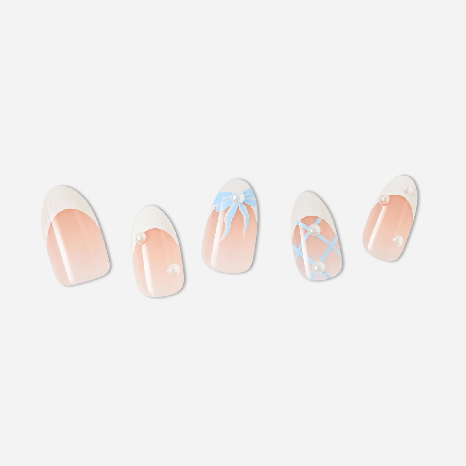 Nude · Pink · Blue nail art