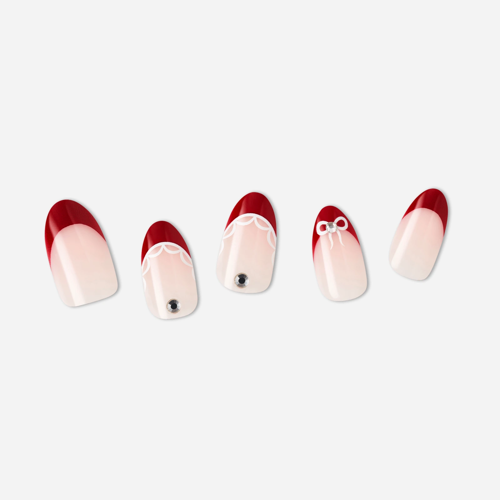 Pink · Red · White nail art