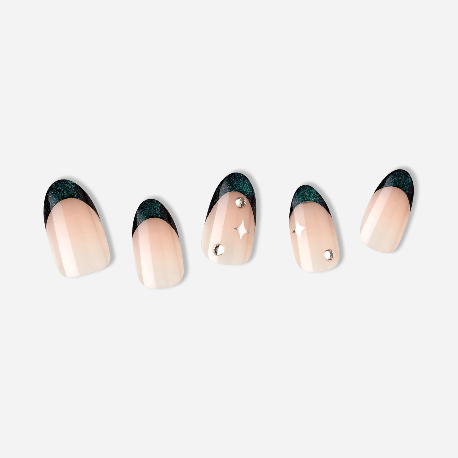 Nude · Muted · Green nail art