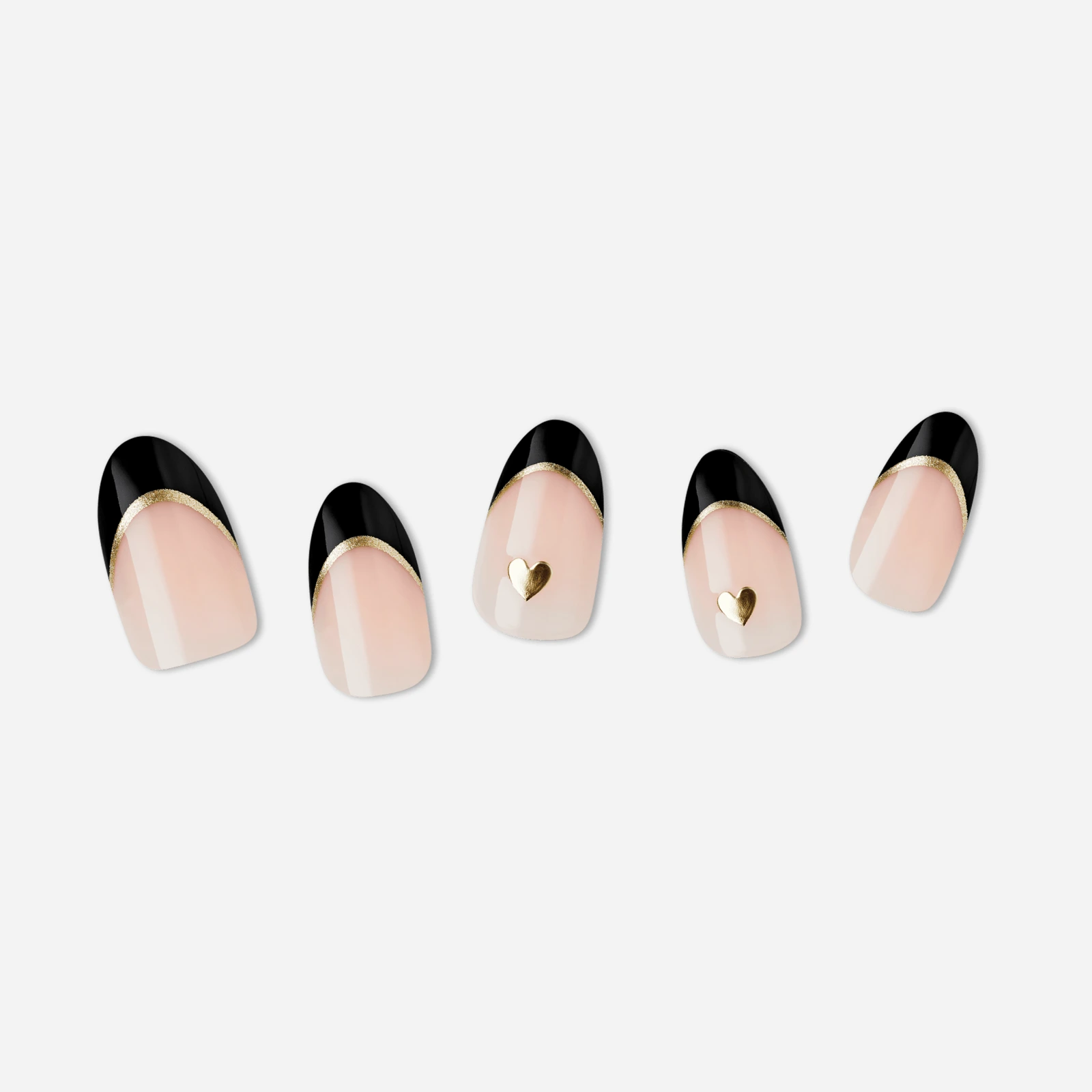 Nude · Black · Gold nail art
