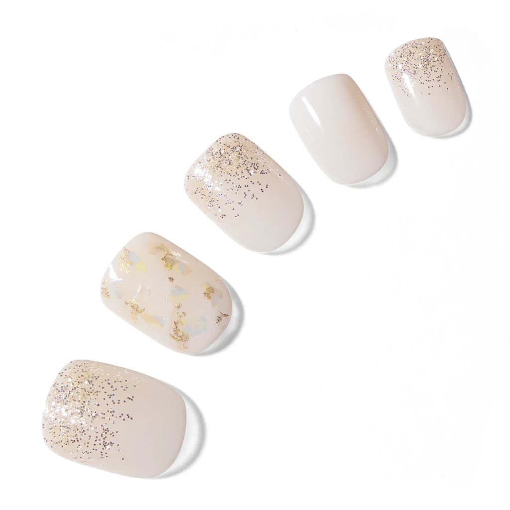 Nude · Gold · Solid color nail art