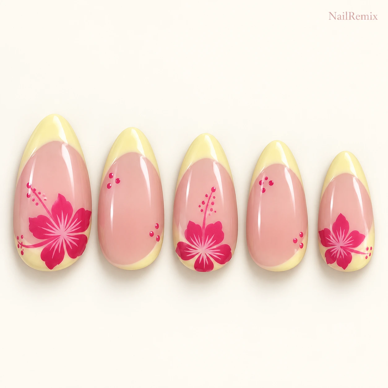 Nude · Pink · Hand-painted nail art