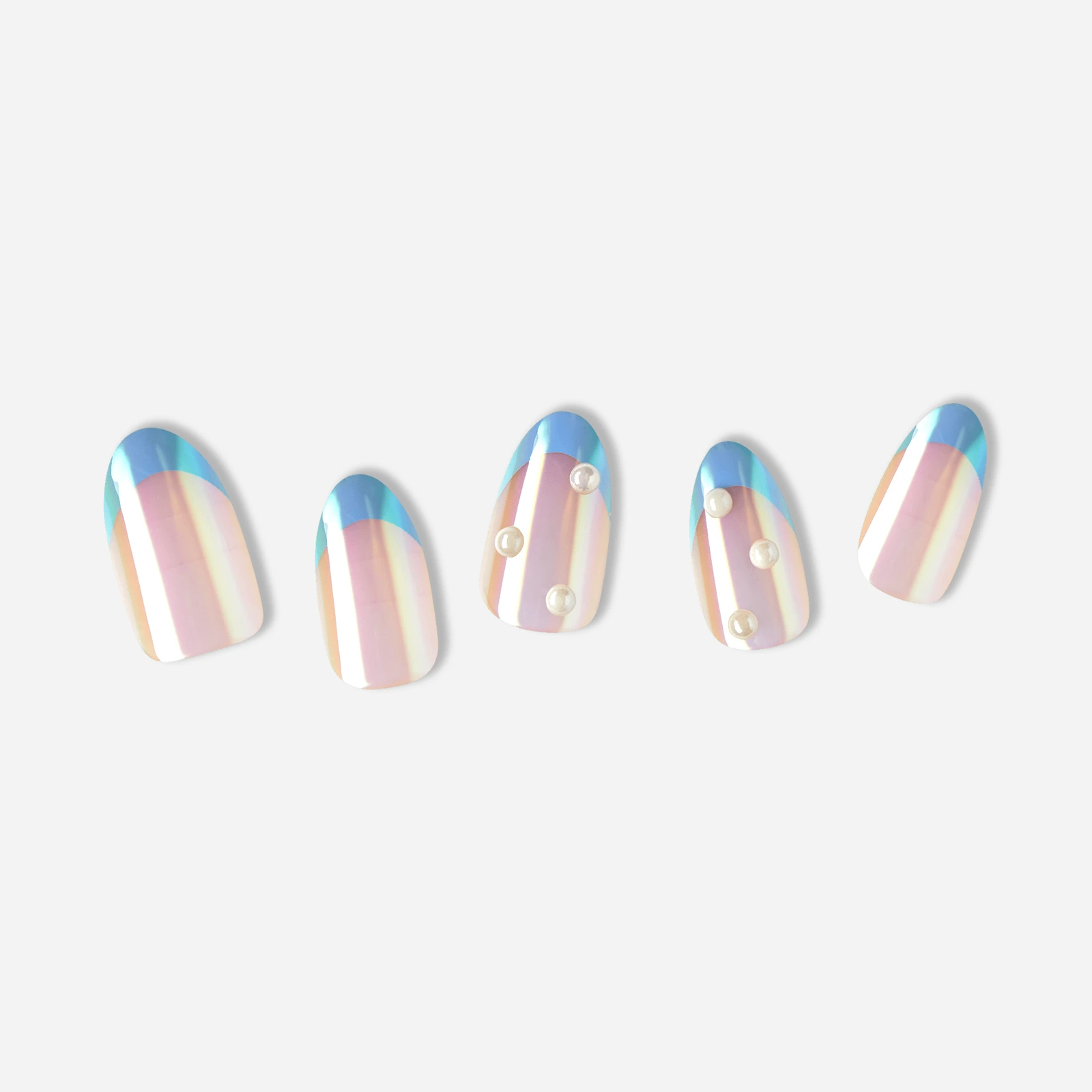 Pink · Blue · White nail art